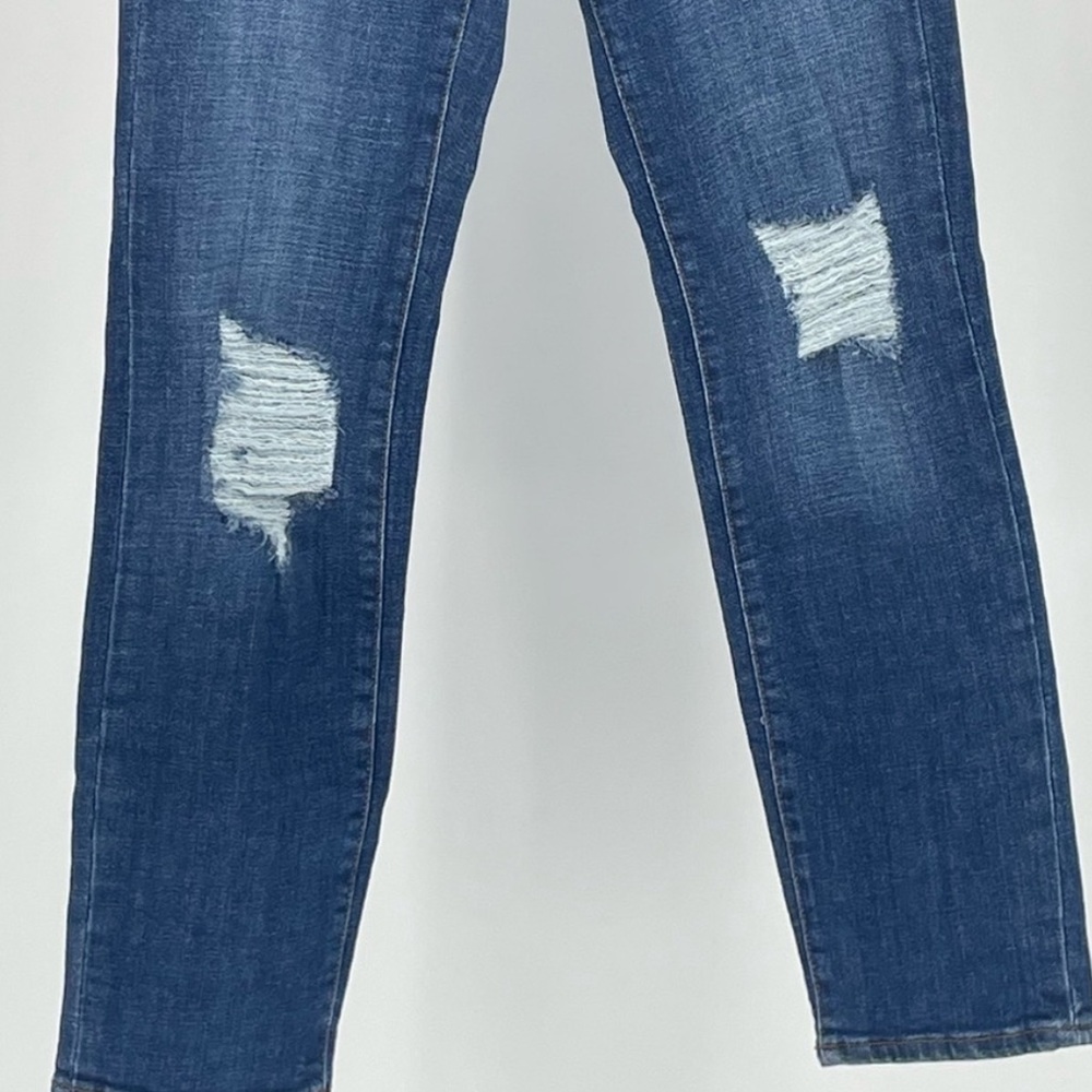 GOOD AMERICAN NWT GOOD CLASSIC 28” INSEAM RIPPED JEANS 0/25 HIGH RISE IN BLUE - Picture 11 of 14